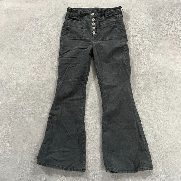 American Eagle Outfitters Denim - American Eagle Corduroy Pants Womens 4 Short Super High Rise Flare Cowgirl Y2k